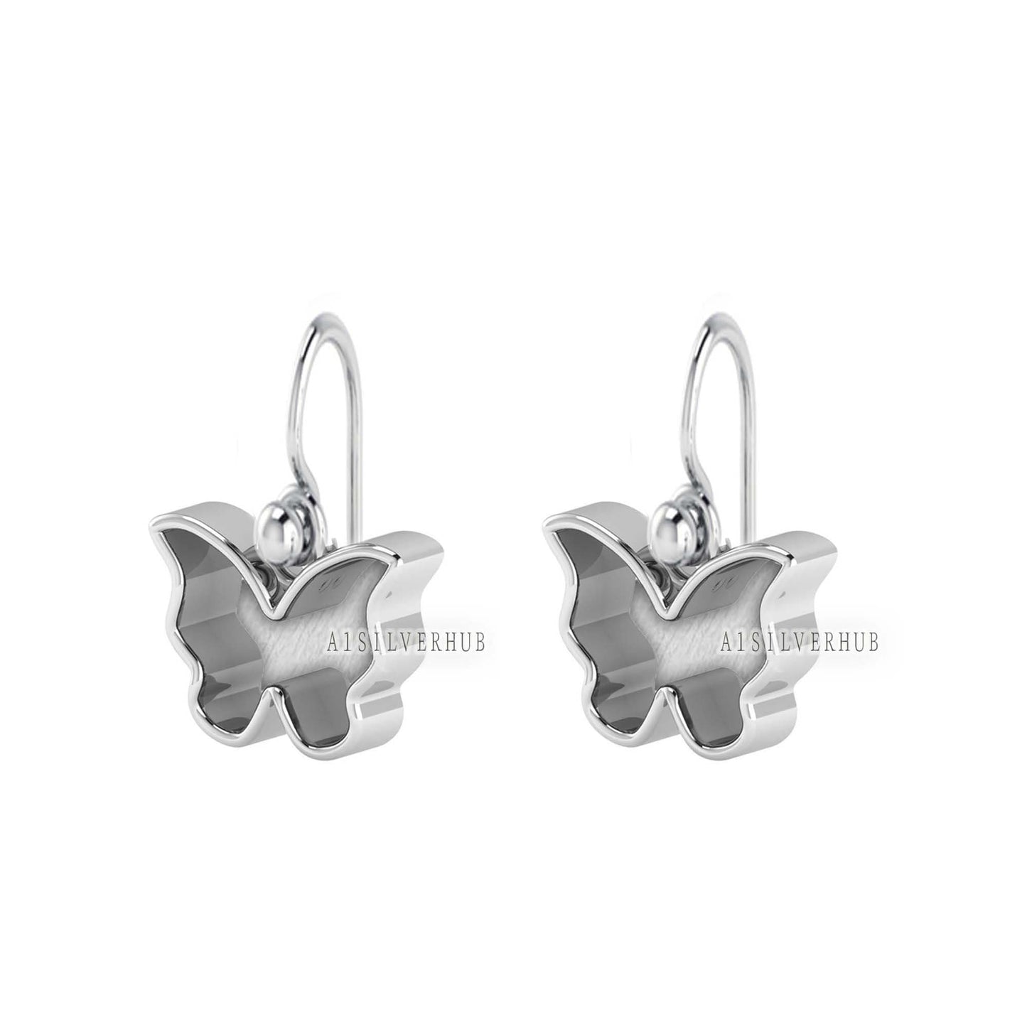 925 Sterling Solid Silver Tiny Butterfly DIY Breastmilk/Keepsake Blank Dangle Earrings Setting, Good for Resin & Ashes Work, Memorial Gifts