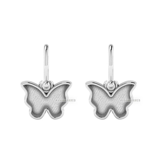 925 Sterling Solid Silver Tiny Butterfly DIY Breastmilk/Keepsake Blank Dangle Earrings Setting, Good for Resin & Ashes Work, Memorial Gifts