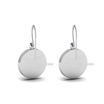 925 Sterling Solid Silver Peace Sign Blank Bezel Round Dangle Earrings, Good for Resin & Ashes Work, Keepsake/Breastmilk DIY, Memorial Gifts