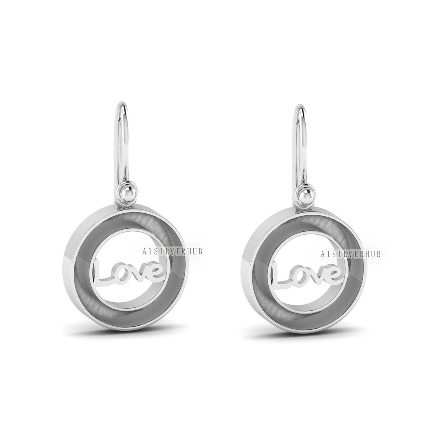 925 Sterling Silver Blank Bezel Love Dangle Earrings, Good for Resin & Ashes Work, Memorial DIY Crafts Breastmilk/Keepsake, Gifts For Her