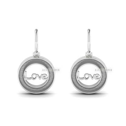 925 Sterling Silver Blank Bezel Love Dangle Earrings, Good for Resin & Ashes Work, Memorial DIY Crafts Breastmilk/Keepsake, Gifts For Her