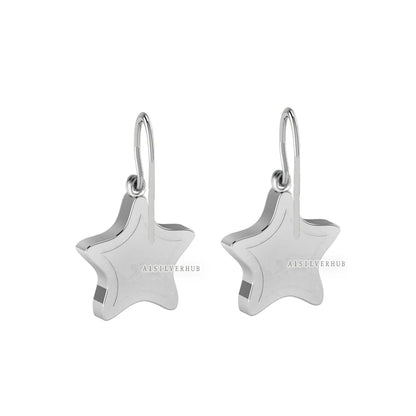 925 Sterling Solid Silver Shining Star DIY Breastmilk/Keepsake Blank Earrings Setting, Good for Resin & Ashes Work, Memorial Jewelry Gifts