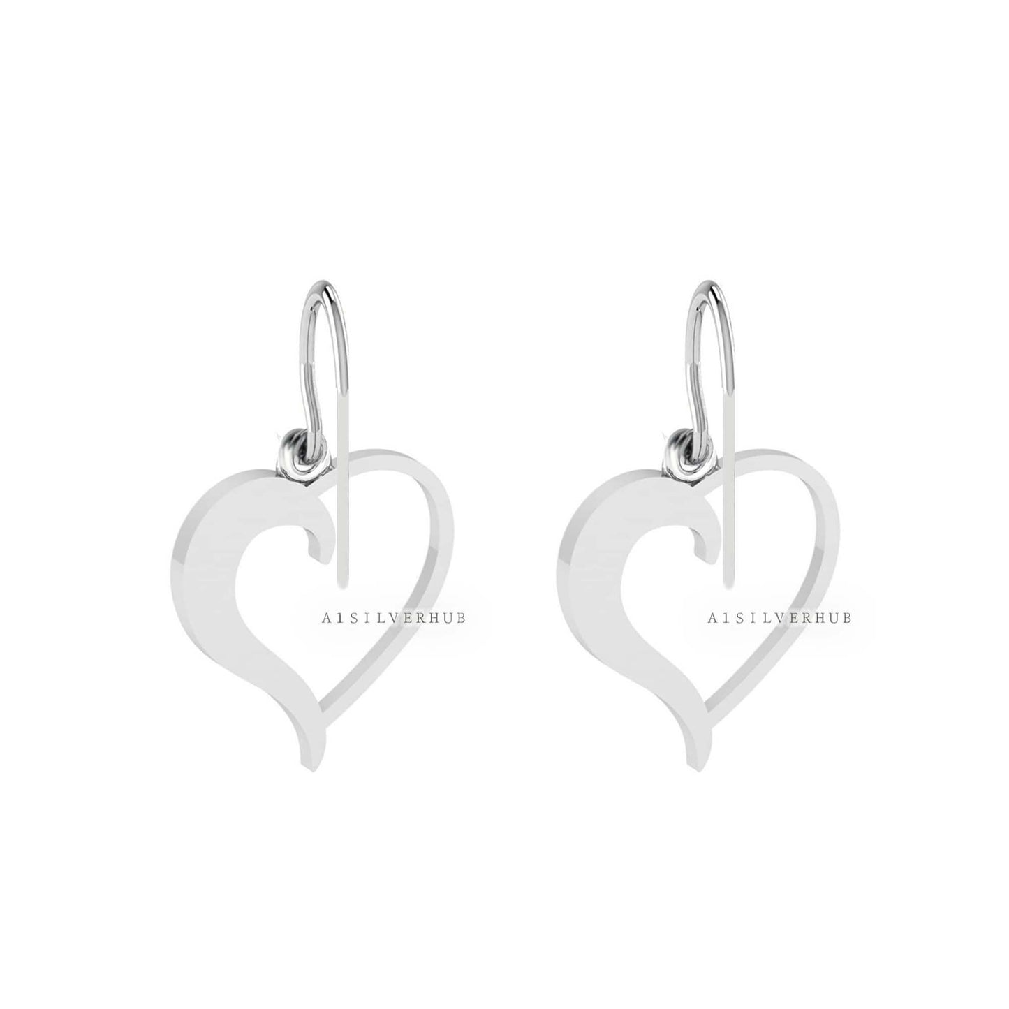 Heart Shape Blank Bezel Dangle Earring Setting, 925 Sterling Silver, Good for Pour Crushed Opal, Resin & Ashes Work, Keepsake/Breastmilk DIY
