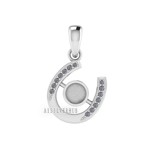 925 Sterling Silver, Horseshoe Pendant, Round 5mm Blank Bezel Setting, Good for Pour Resin & Ashes Work, Breastmilk/Keepsake DIY, Good Luck