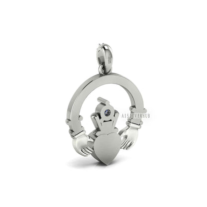 925 Sterling Silver, Iris Celtic Claddagh Pendant, Heart 5mm Blank Bezel Setting, Good for Pour Resin & Ashes Work, Breastmilk/Keepsake DIY