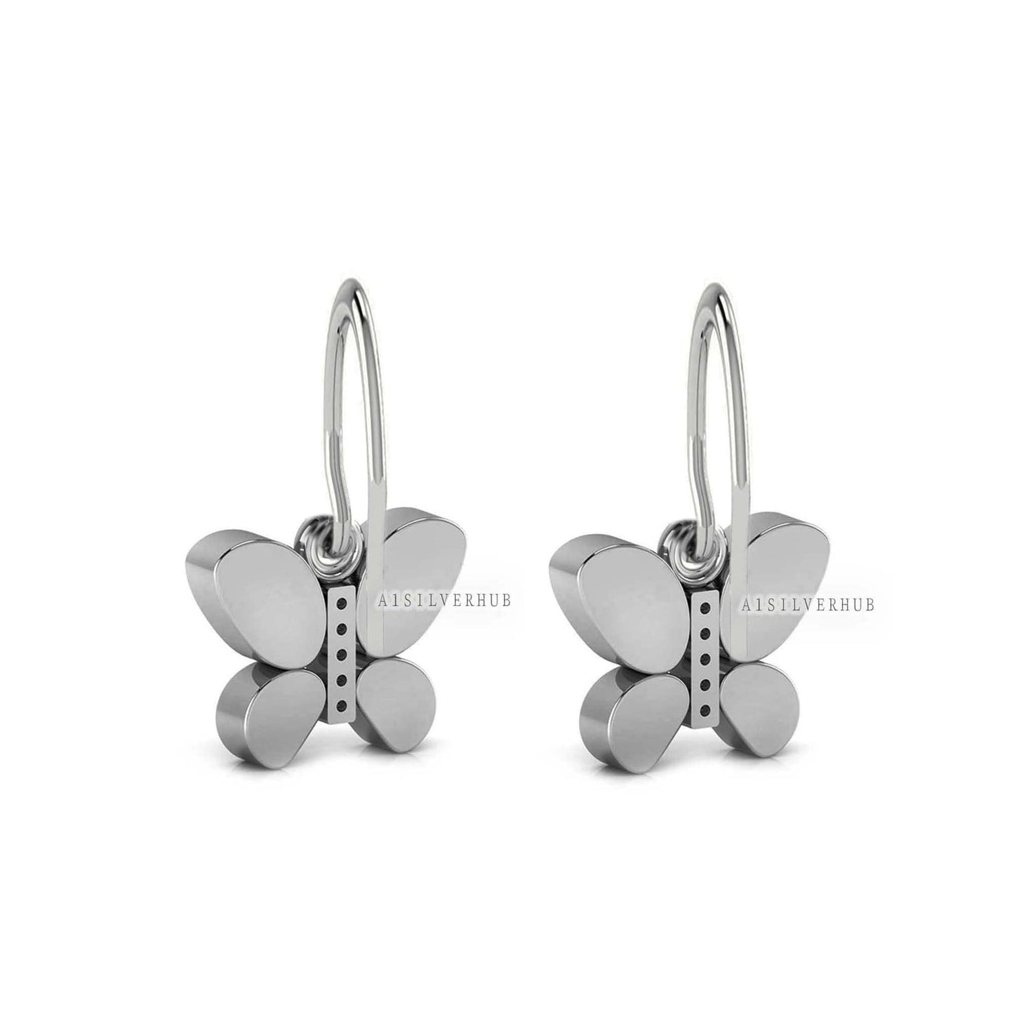 925 Sterling Solid Silver Butterfly Mount With Zircon, DIY Breastmilk/Keepsake Dangle Earrings, Good for Resin & Ashes Work, Memorial Gifts