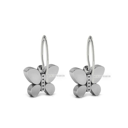925 Sterling Solid Silver Butterfly Mount With Zircon, DIY Breastmilk/Keepsake Dangle Earrings, Good for Resin & Ashes Work, Memorial Gifts