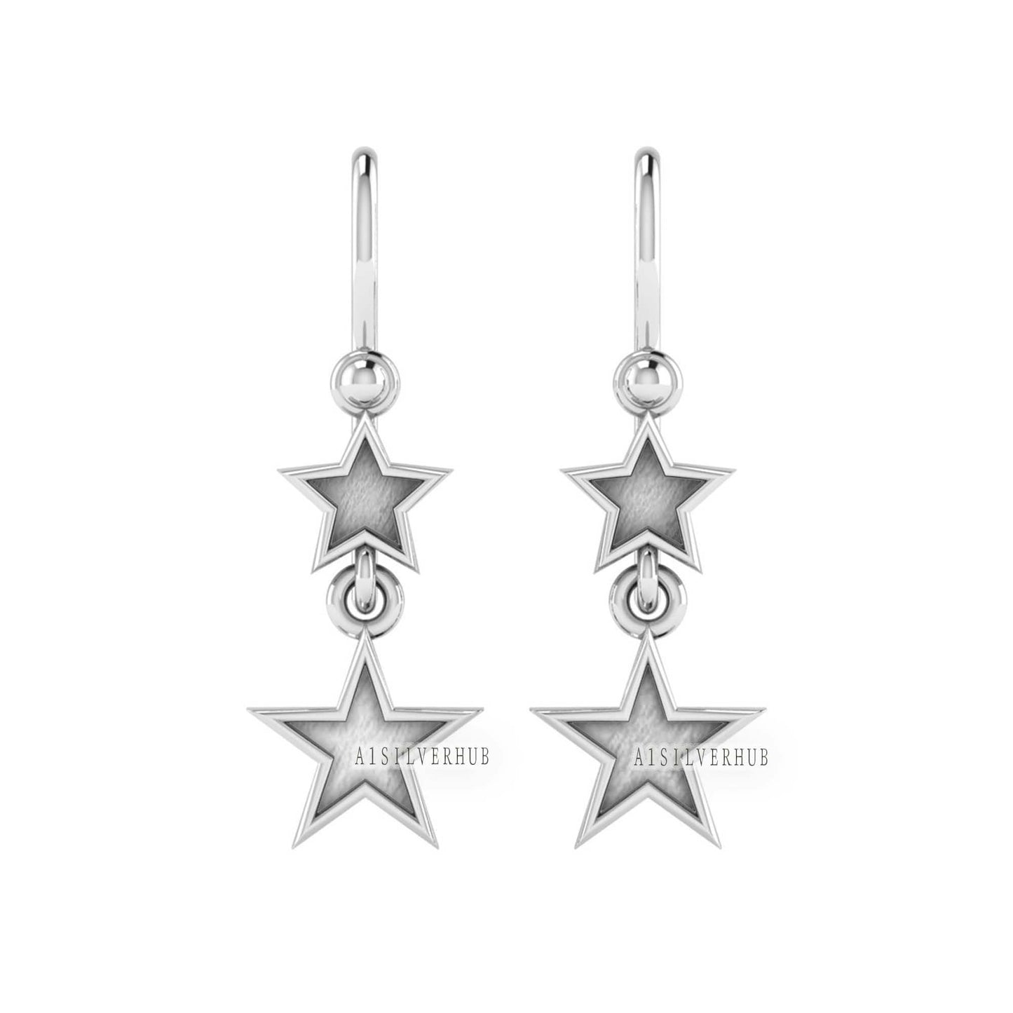 925 Sterling Solid Silver Star 5x5mm 6x6mm, DIY Breastmilk/Keepsake Blank Bezel Dangle Earrings, Good for Resin & Ashes Work, Memorial Gifts