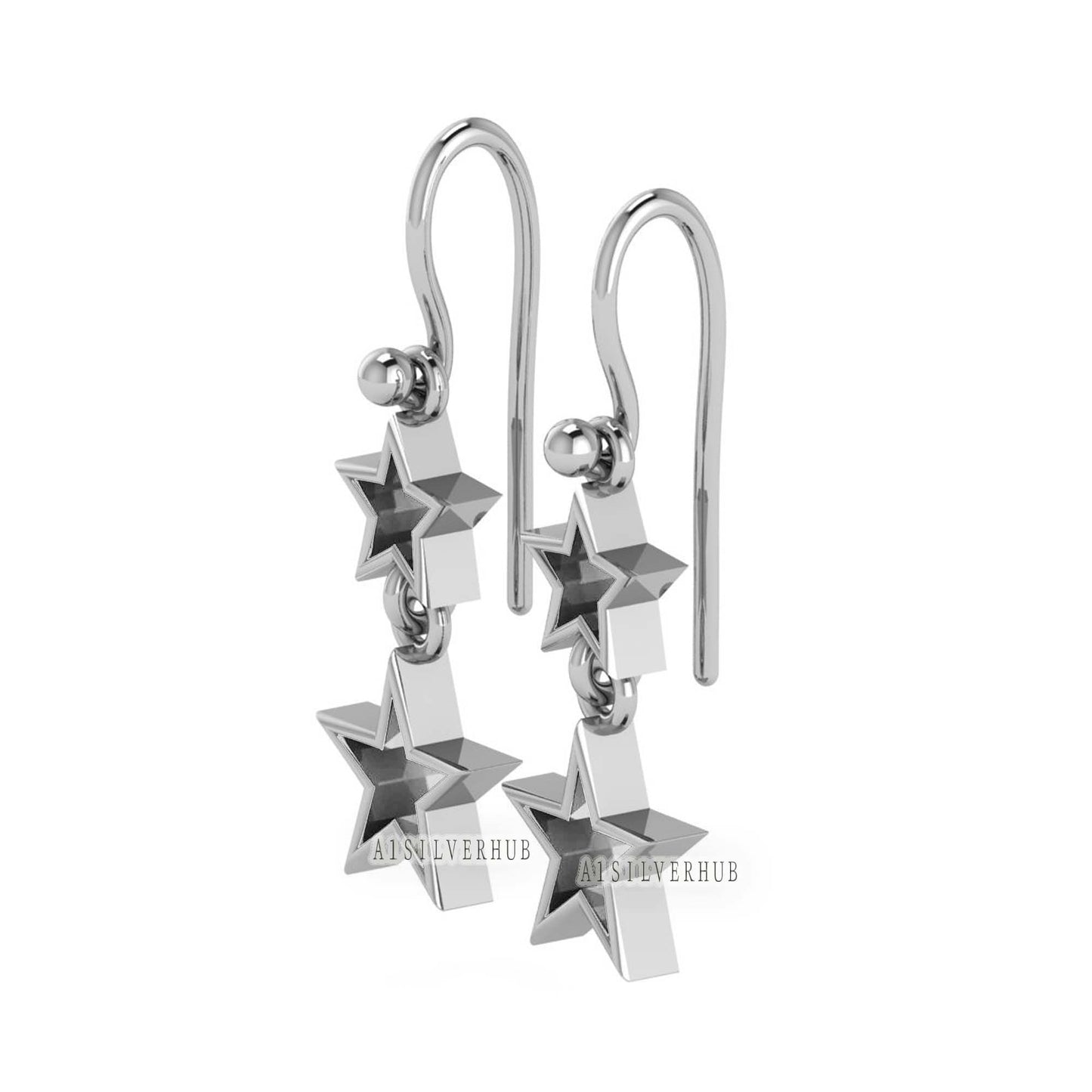 925 Sterling Solid Silver Star 5x5mm 6x6mm, DIY Breastmilk/Keepsake Blank Bezel Dangle Earrings, Good for Resin & Ashes Work, Memorial Gifts