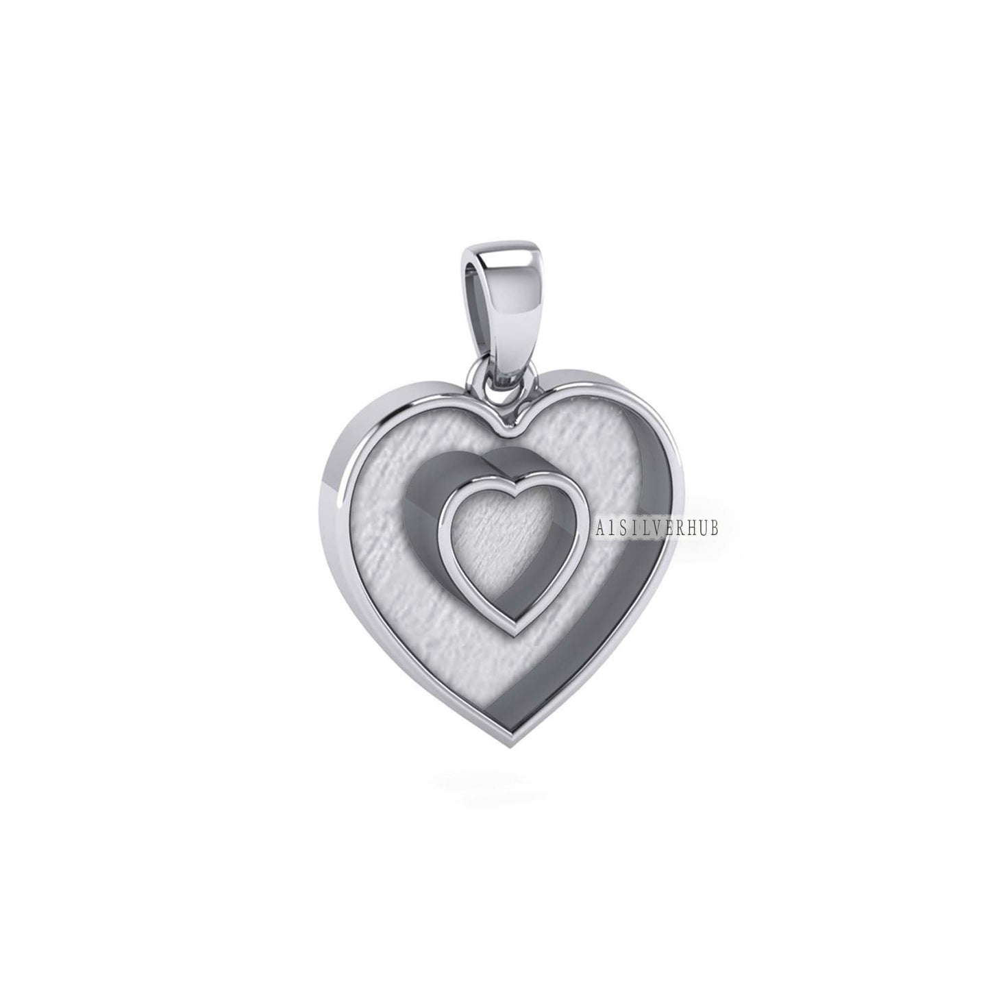 925 Sterling Silver, Double Heart Shape Blank Bezel Pendant Setting, Good for Pour Crushed Opal, Resin & Ashes Work, Keepsake/Breastmilk DIY