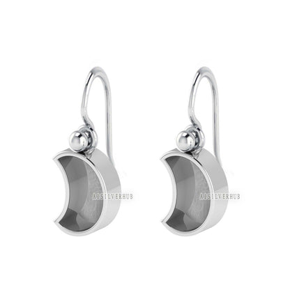 925 Sterling Solid Silver Half Moon Shape DIY Breastmilk/Keepsake Dangle Earrings Setting, Good for Resin & Ashes Work, Memorial, DIY Gifts