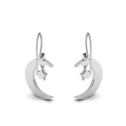925 Sterling Solid Silver Moon Star Keepsake Breastmilk DIY Craft, Dangle Earring Setting,Good for Resin & Ashes Work, Memorial Gift For Her