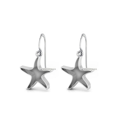 925 Sterling Silver Starfish Blank Dangle Earrings, Good for Crushed Opal Resin & Ashes Work Keepsake Jewelry, Bijoux DIY, Seestern Anhänger