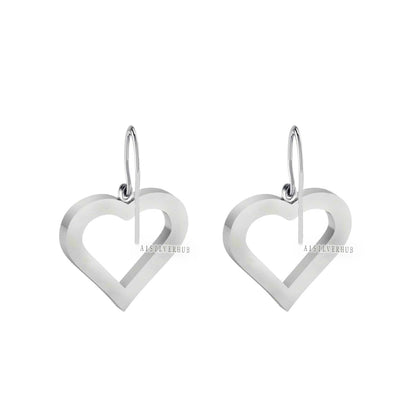 Love Heart Blank Bezel Dangle Earrings Setting, 925 Sterling Silver, Good for Pour Crushed Opal, Resin & Ashes Work, Keepsake Breastmilk DIY