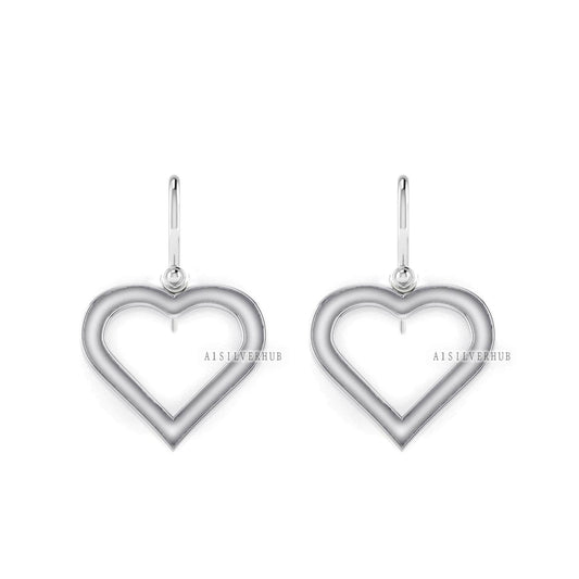 Love Heart Blank Bezel Dangle Earrings Setting, 925 Sterling Silver, Good for Pour Crushed Opal, Resin & Ashes Work, Keepsake Breastmilk DIY