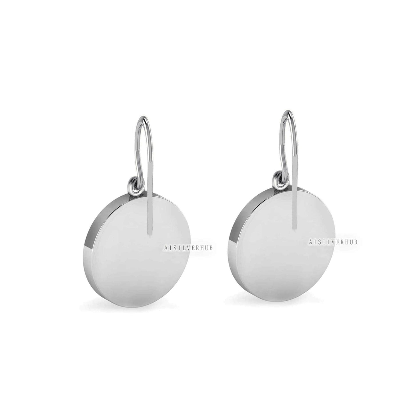 925 Sterling Silver Ying Yang Blank Bezel Round 22mm Dangle Earrings, Good for Resin & Ashes Work, Keepsake Memorial, Breast Milk DIY Crafts