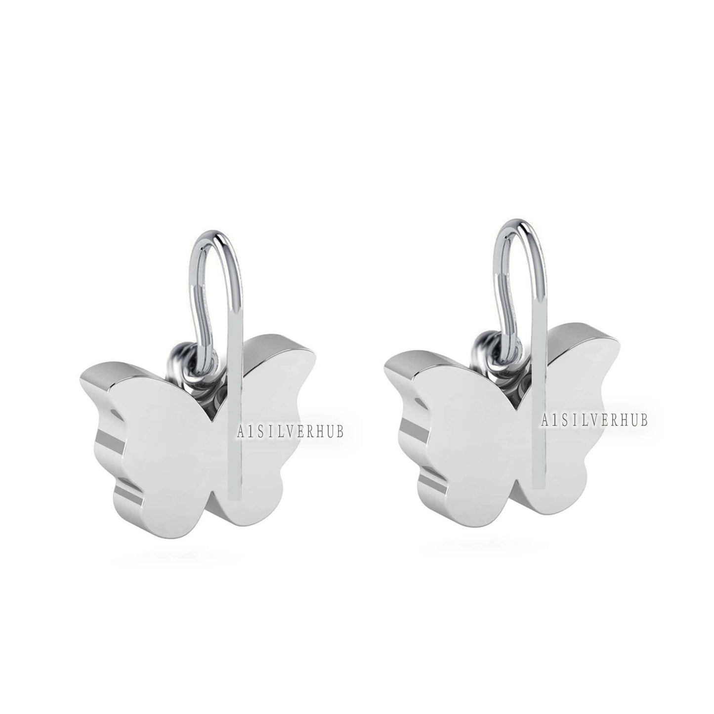 925 Sterling Solid Silver Tiny Butterfly DIY Breastmilk/Keepsake Blank Dangle Earrings Setting, Good for Resin & Ashes Work, Memorial Gifts