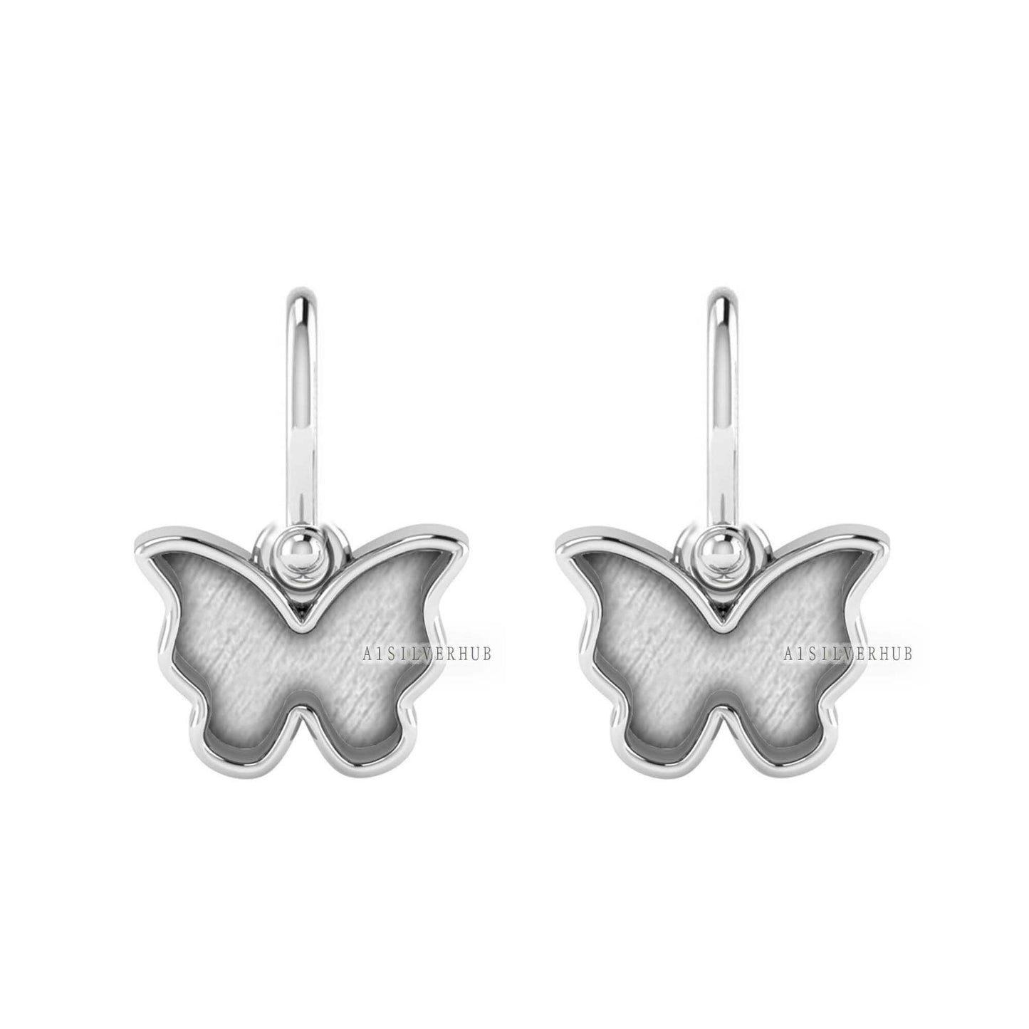 925 Sterling Solid Silver Tiny Butterfly DIY Breastmilk/Keepsake Blank Dangle Earrings Setting, Good for Resin & Ashes Work, Memorial Gifts