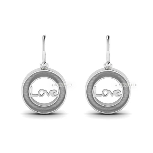 925 Sterling Silver Blank Bezel Love Dangle Earrings, Good for Resin & Ashes Work, Memorial DIY Crafts Breastmilk/Keepsake, Gifts For Her