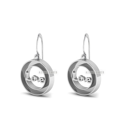 925 Sterling Silver Blank Bezel Love Dangle Earrings, Good for Resin & Ashes Work, Memorial DIY Crafts Breastmilk/Keepsake, Gifts For Her