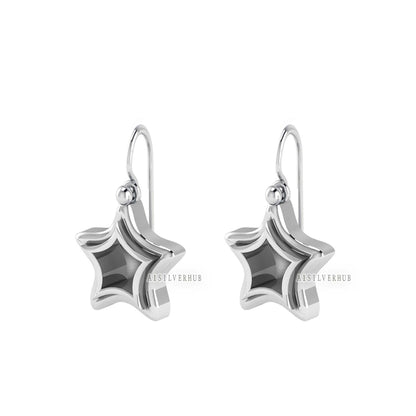 925 Sterling Solid Silver Shining Star DIY Breastmilk/Keepsake Blank Earrings Setting, Good for Resin & Ashes Work, Memorial Jewelry Gifts