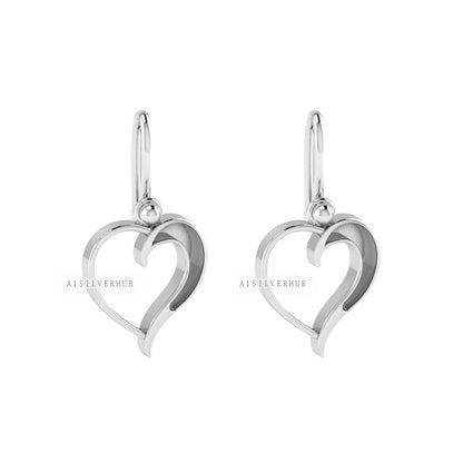 Heart Shape Blank Bezel Dangle Earring Setting, 925 Sterling Silver, Good for Pour Crushed Opal, Resin & Ashes Work, Keepsake/Breastmilk DIY