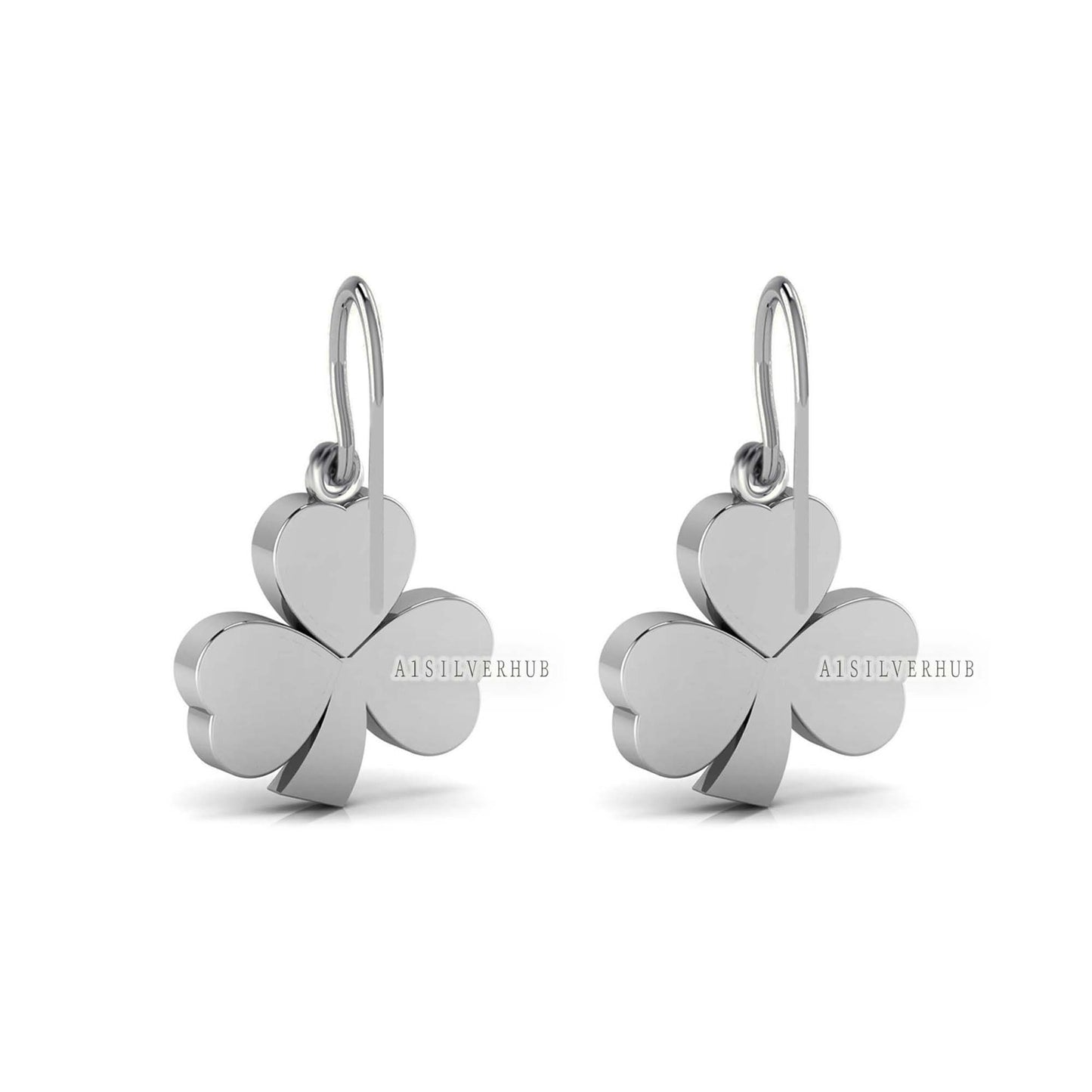 Shamrock Clover Three Leaf Heart 9x9mm Blank Bezel Dangle Earrings, 925 Sterling Silver,Good for Resin & Ashes Work, Keepsake/Breastmilk DIY
