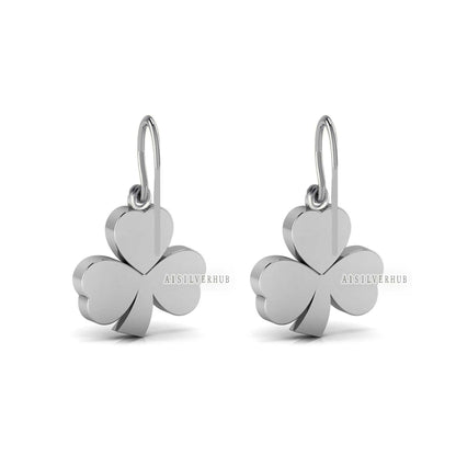 Shamrock Clover Three Leaf Heart 9x9mm Blank Bezel Dangle Earrings, 925 Sterling Silver,Good for Resin & Ashes Work, Keepsake/Breastmilk DIY