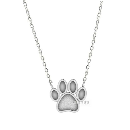 925 Sterling Solid Silver 10mm Dog Paw Blank Bezel Pendant Necklace Chain, Good for Resin & Ashes Work, Keepsake/Breastmilk DIY, 16''+2''
