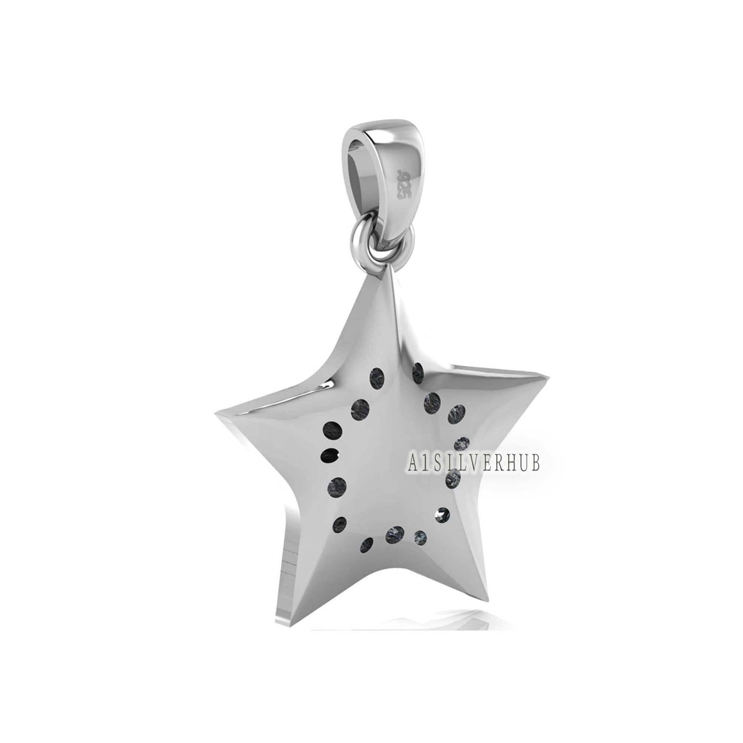 925 Sterling Solid Silver Lucky Shining Star Blank Bezel Pendant Setting, Breastmilk/Keepsake, Good for Resin & Ashes Work, Memorial Crafts