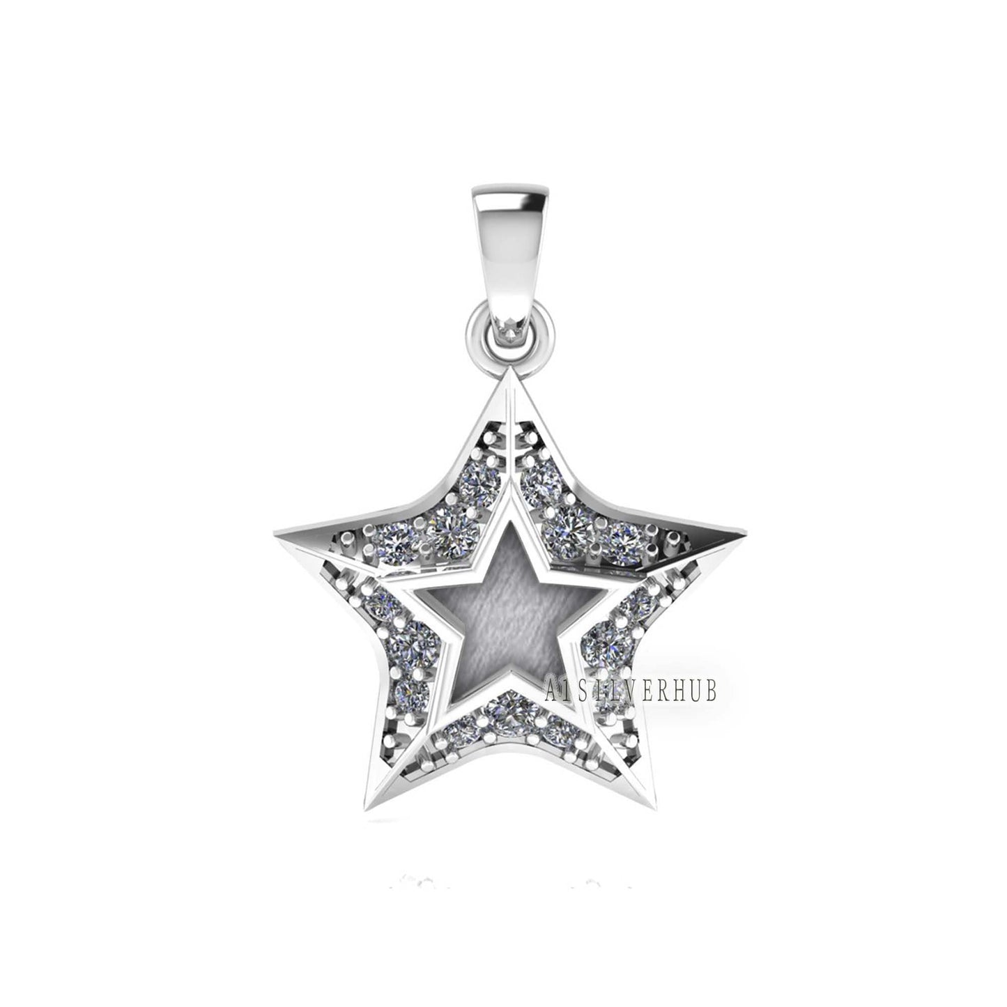 925 Sterling Solid Silver Lucky Shining Star Blank Bezel Pendant Setting, Breastmilk/Keepsake, Good for Resin & Ashes Work, Memorial Crafts
