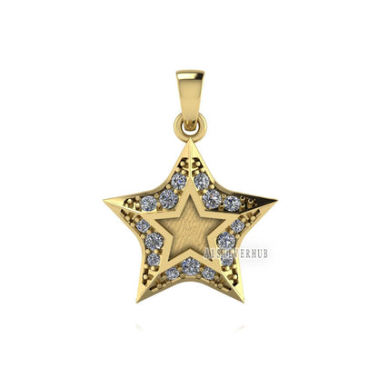 925 Sterling Solid Silver Lucky Shining Star Blank Bezel Pendant Setting, Breastmilk/Keepsake, Good for Resin & Ashes Work, Memorial Crafts