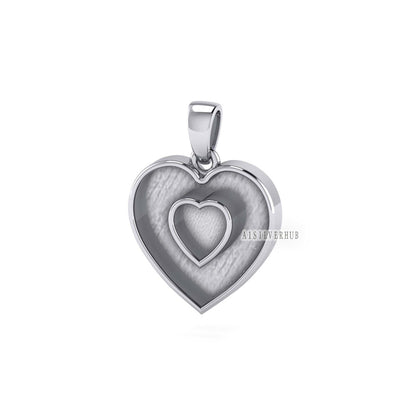 925 Sterling Silver, Double Heart Shape Blank Bezel Pendant Setting, Good for Pour Crushed Opal, Resin & Ashes Work, Keepsake/Breastmilk DIY