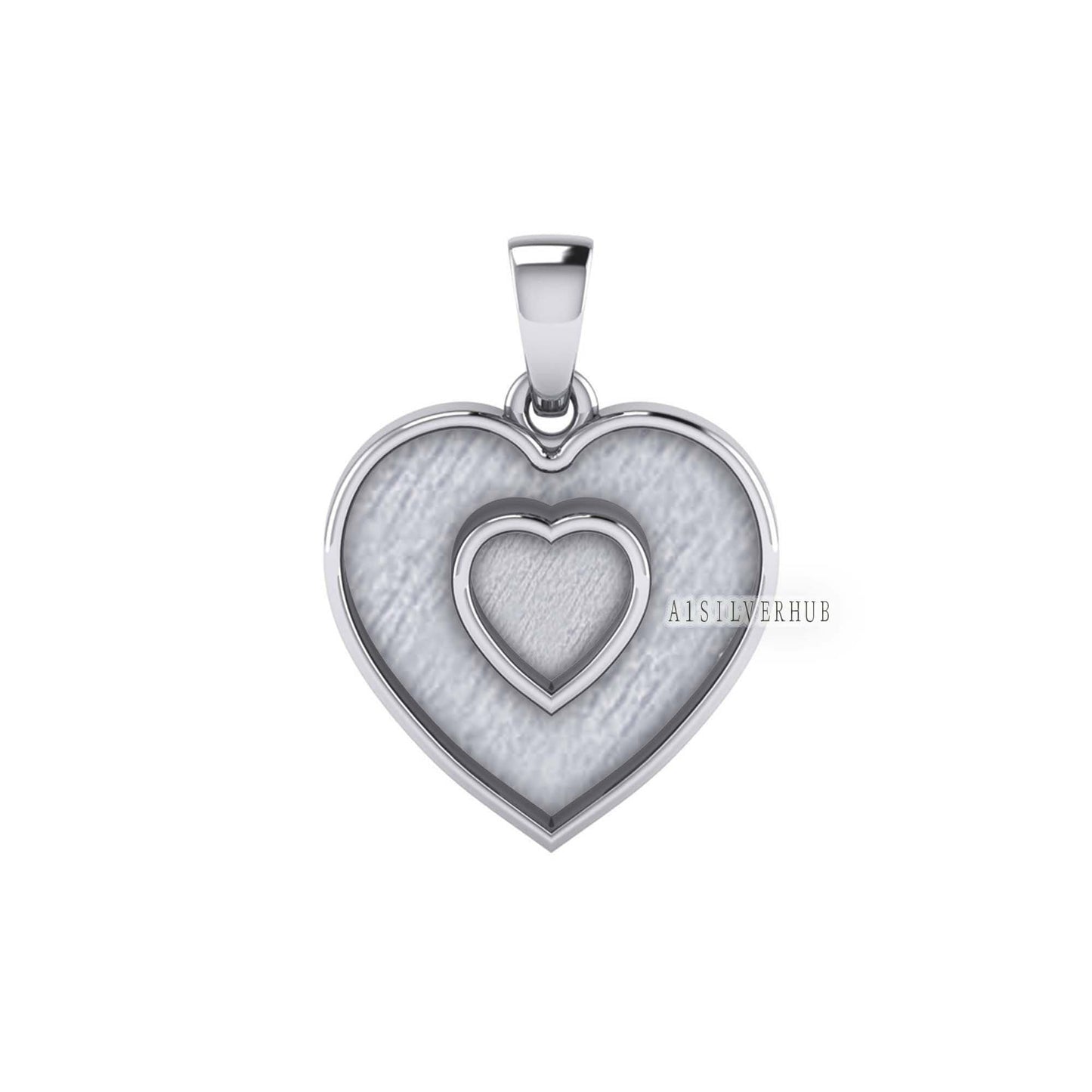 925 Sterling Silver, Double Heart Shape Blank Bezel Pendant Setting, Good for Pour Crushed Opal, Resin & Ashes Work, Keepsake/Breastmilk DIY