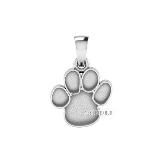 925 Sterling Solid Silver 14mm Dog Paw Print Blank Bezel Pendant Setting, Good for Resin & Ashes Work, Keepsake/Breastmilk DIY, Animal Lover