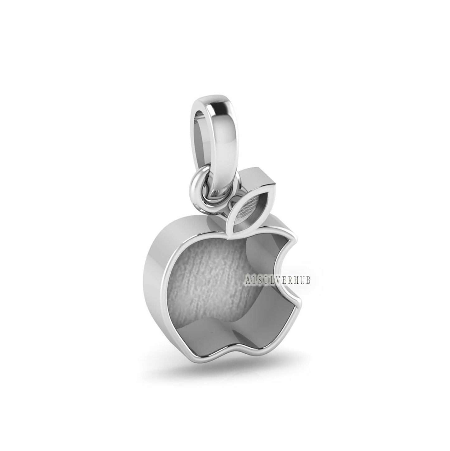 925 Sterling Silver Apple Brand Logo Blank Bezel Pendant, Good for Crushed Opal Resin & Ashes Work, Keepsake/ Breastmilk DIY Jewelry, Gifts