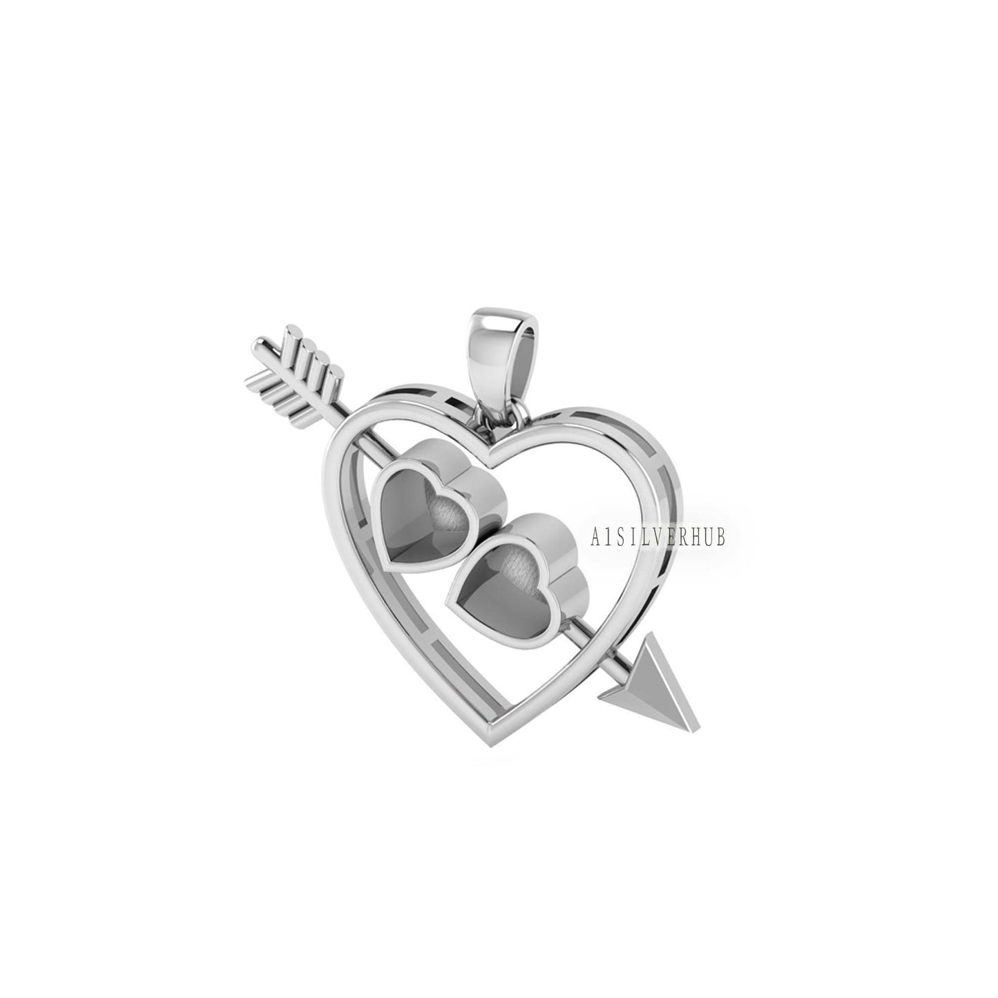 925 Sterling Silver, Cupid Arrow Heart 5x5mm Blank Bezel Pendant Setting, Good for Pour Crushed Opal, Resin & Ashes, Keepsake/Breastmilk DIY