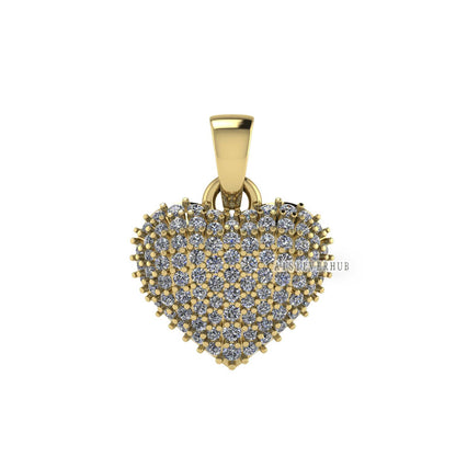 Puffy Heart Shape Pendant with Zircon Setted, 925 Sterling Silver Pendant, Pave Setting CZ, Memorial Everyday Jewelry, Gift For Loved Ones