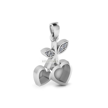 Cherry Heart Shape Blank Bezel Pendant, 925 Sterling Silver, Good for Resin & Ashes Work, Keepsake/Breast Milk DIY, Memorial Crafts Locket