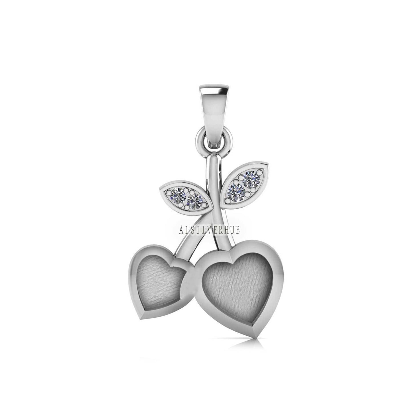 Cherry Heart Shape Blank Bezel Pendant, 925 Sterling Silver, Good for Resin & Ashes Work, Keepsake/Breast Milk DIY, Memorial Crafts Locket