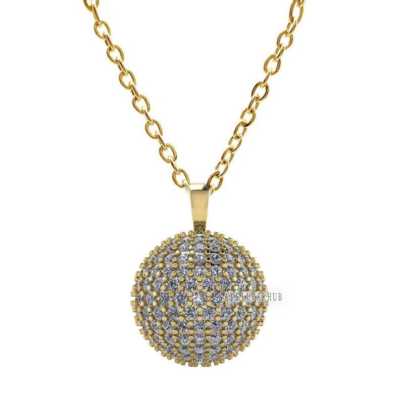 Round Ball Shape Pendant with Fully Zircon Setted, 925 Sterling Silver Pendant, Pave Setting CZ, Party Wear Jewelry, Gifts For Loved Ones