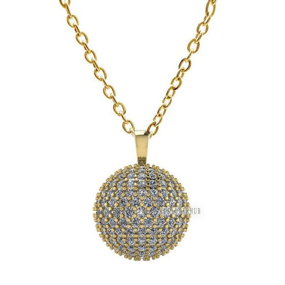 Round Ball Shape Pendant with Fully Zircon Setted, 925 Sterling Silver Pendant, Pave Setting CZ, Party Wear Jewelry, Gifts For Loved Ones
