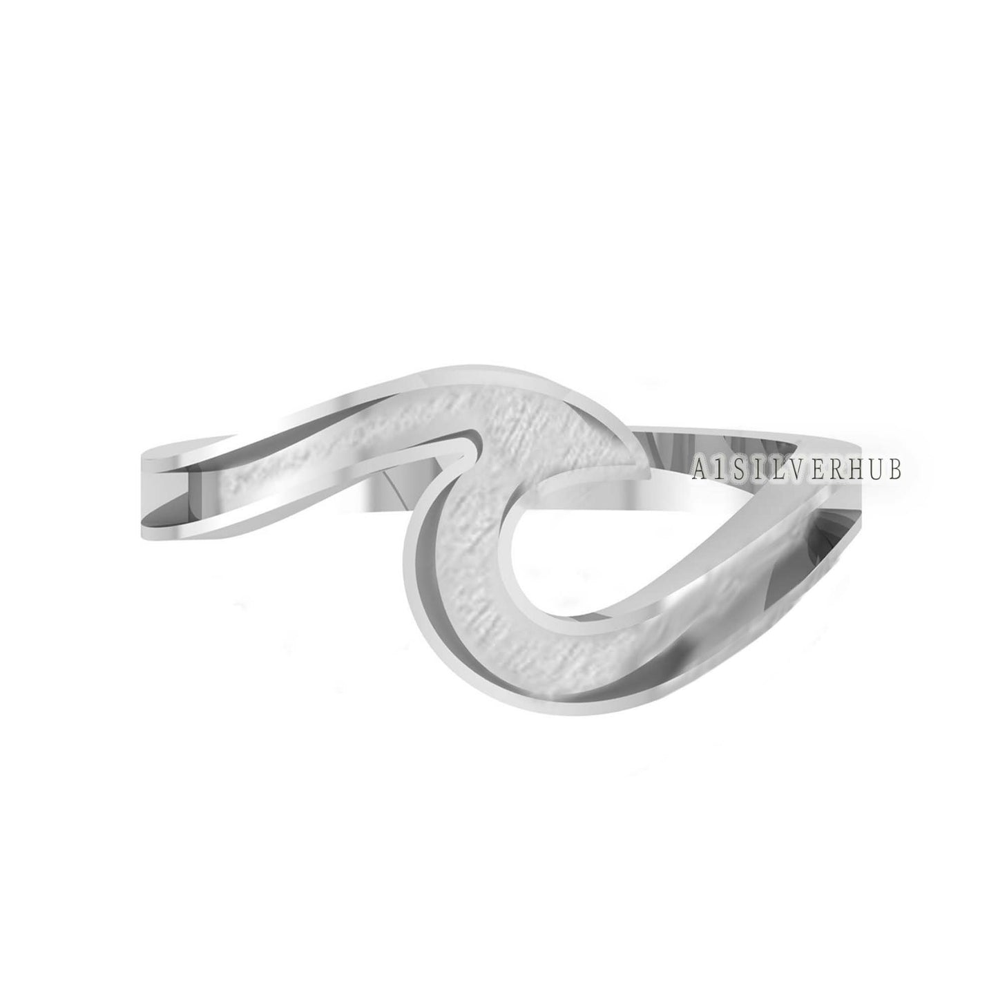 925 Sterling Solid Silver Wave Ring, Blank Wide Channel Surf Ring, Good for Crushed Opal, Inlay, Resin & Ashes Work, Keepsake Jewelry DIY