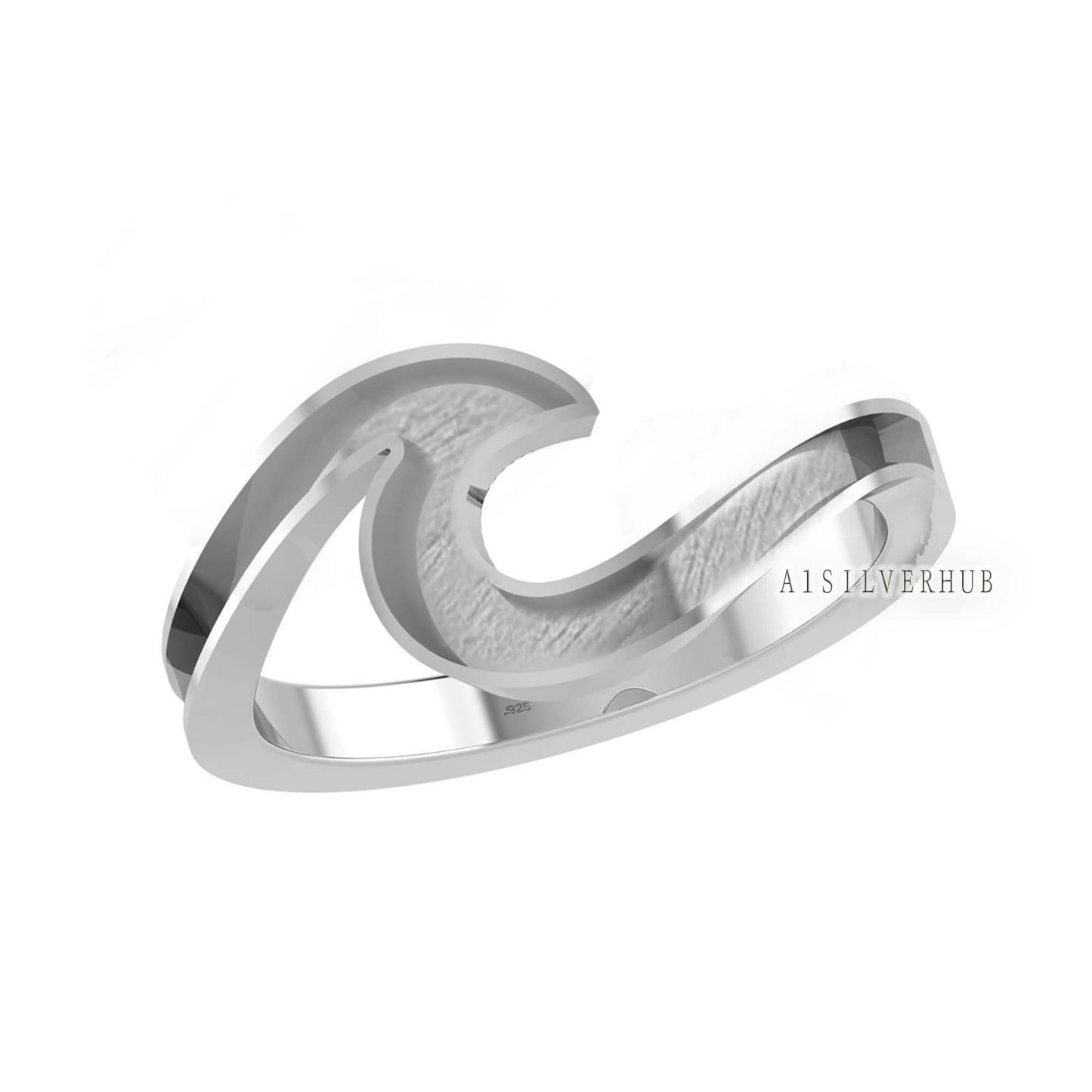 925 Sterling Solid Silver Wave Ring, Blank Wide Channel Surf Ring, Good for Crushed Opal, Inlay, Resin & Ashes Work, Keepsake Jewelry DIY