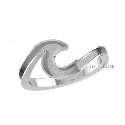 925 Sterling Solid Silver Wave Ring, Blank Wide Channel Surf Ring, Good for Crushed Opal, Inlay, Resin & Ashes Work, Keepsake Jewelry DIY