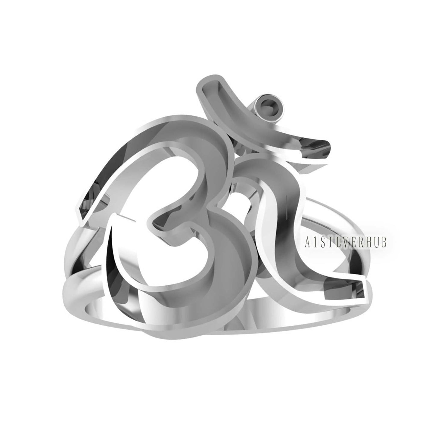 925 Sterling Solid Silver Symbol of Hinduism OM Ring, Blank Wide Channel Ring, Good for Crushed Opal, Inlay, Resin & Ashes Work, Jewelry DIY