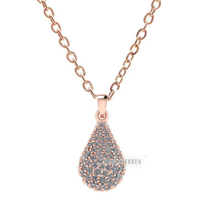 Tear Drop Shape Pendant with Fully Zircon Setted, 925 Sterling Silver Pendant, Pave Setting CZ, Party Wear Jewelry, Gifts For Loved Ones