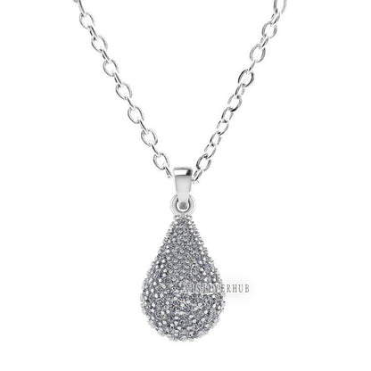 Tear Drop Shape Pendant with Fully Zircon Setted, 925 Sterling Silver Pendant, Pave Setting CZ, Party Wear Jewelry, Gifts For Loved Ones