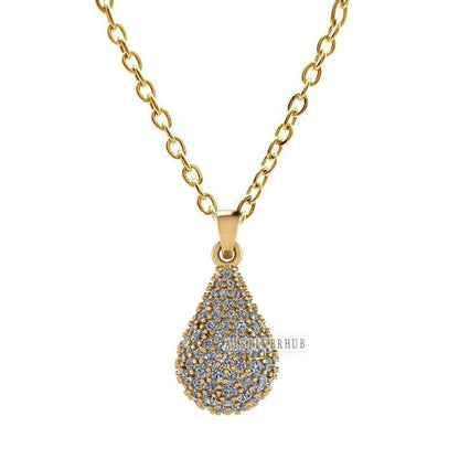 Tear Drop Shape Pendant with Fully Zircon Setted, 925 Sterling Silver Pendant, Pave Setting CZ, Party Wear Jewelry, Gifts For Loved Ones