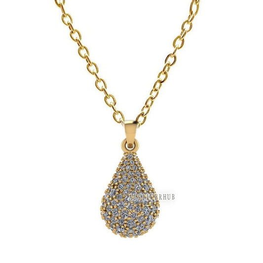 Tear Drop Shape Pendant with Fully Zircon Setted, 925 Sterling Silver Pendant, Pave Setting CZ, Party Wear Jewelry, Gifts For Loved Ones